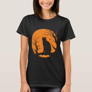 Scary Vintage Halloween Black Cat Costume Retro Mo T-Shirt