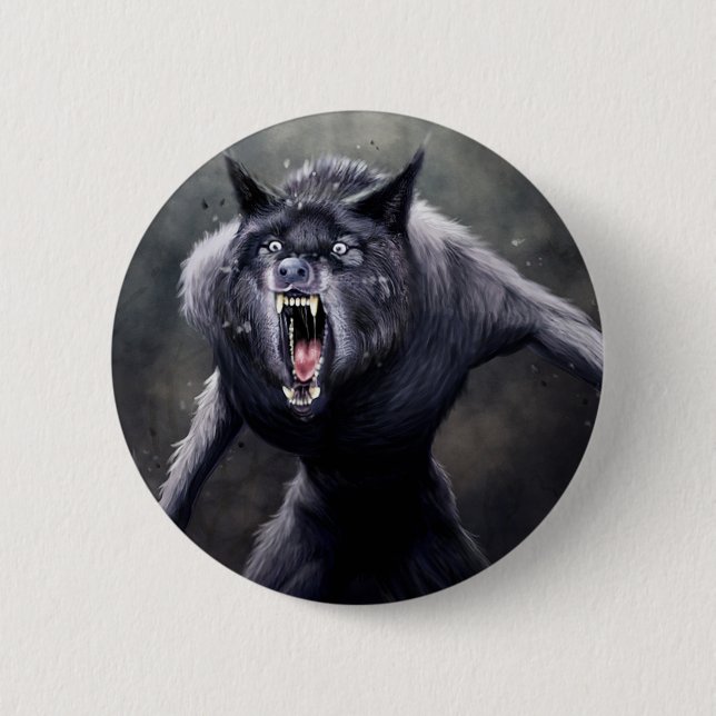 scary werewolf 6 cm round badge (Front)