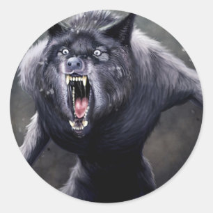 scary werewolf classic round sticker