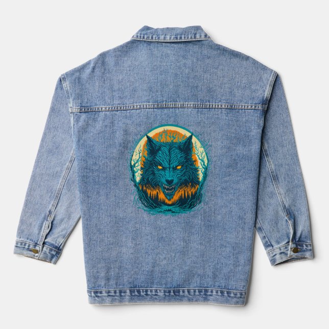 Scary Werewolf Denim Jacket (Back)