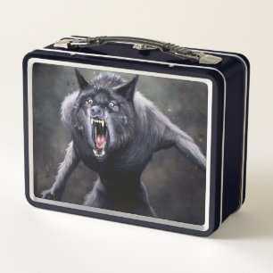 scary werewolf metal lunch box