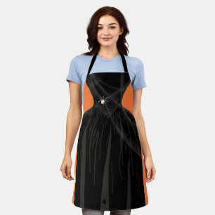 Scary Witch Black Gown Halloween Costume Apron