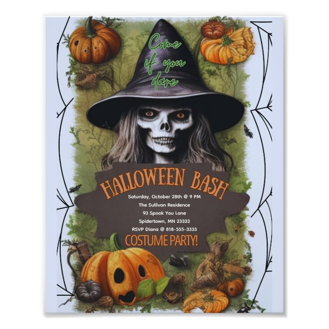 Scary Witch Halloween Bash Costume Party Photo Print (Front)
