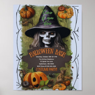 Scary Witch Halloween Bash Costume Party Poster