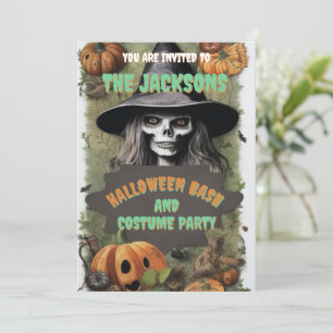 Scary Witch Halloween Party Cauldron Boo Invitation
