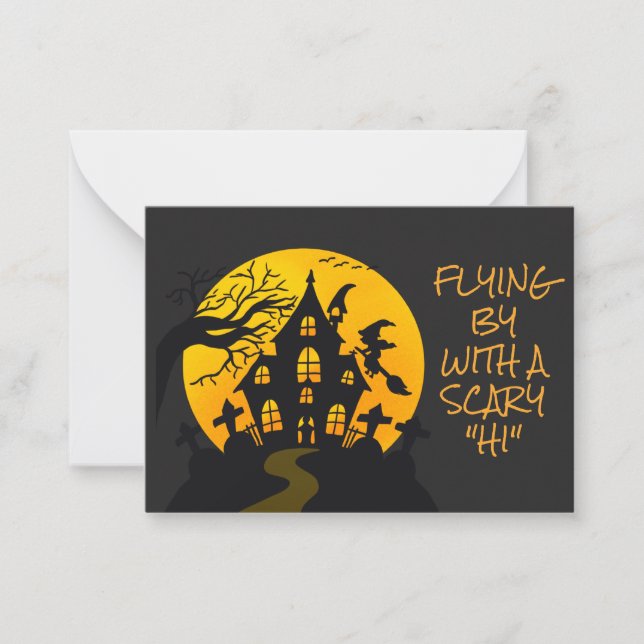Scary Witch Haunted House Halloween Classroom  Card (Front)