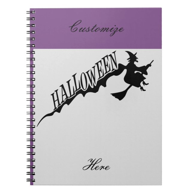 Scary Witch Riding Broom Halloween Thunder_Cove Notebook (Front)