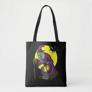 Scary Witch Spooky Raven Halloween Tote Bag