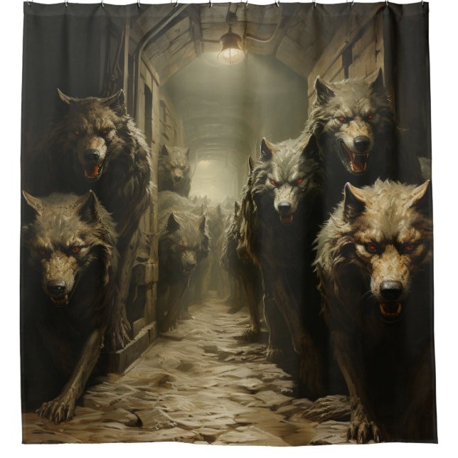 Scary Wolves Shower Curtain (Front)