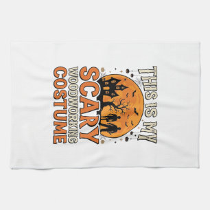 Scary Woodworking Costume Halloween Vintage Design Tea Towel