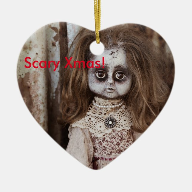 Scary Xmas Doll. Ceramic Tree Decoration (Front)