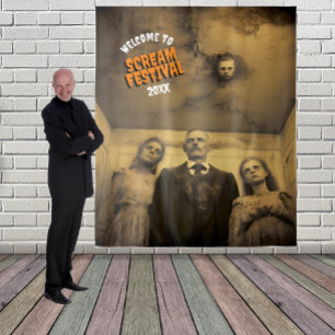 Scary Zombie Family Halloween Hanging Backdrop Tapestry