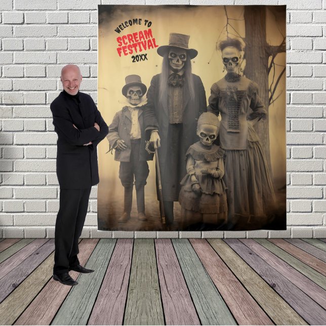 Scary Zombie Family Halloween Hanging Backdrop Tapestry (Creator Uploaded)