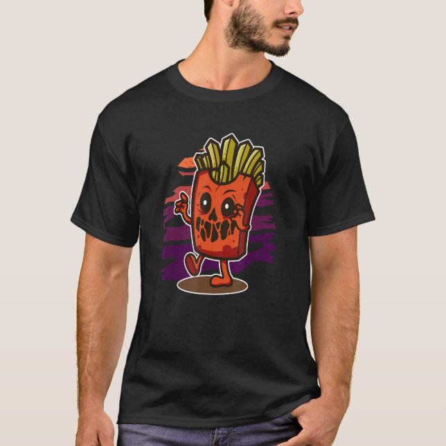 Scary Zombie French Fries for Horror Fans T-Shirt (Front)