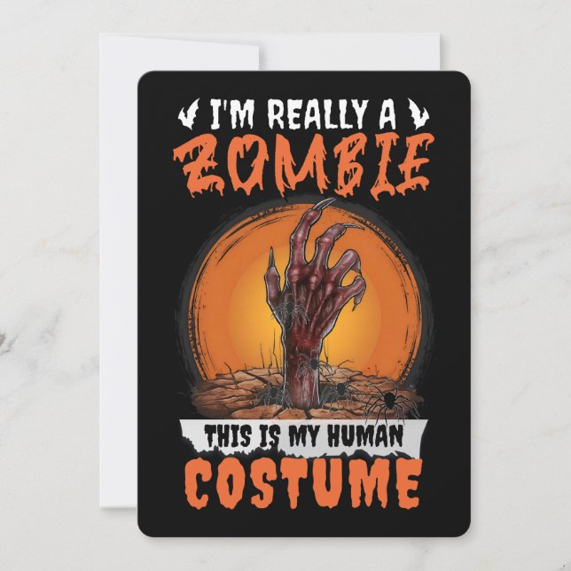 Scary Zombie Horror Halloween Costume Creepy Grave Holiday Card (Front)