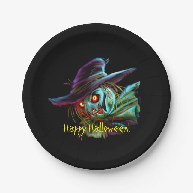 ScaryCrow Scarecrow Paper Plate (Front)