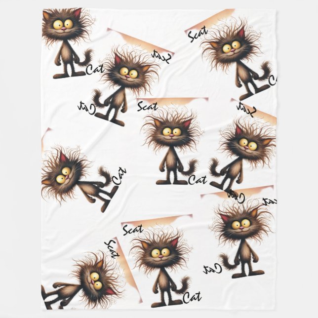 Scat Cat Blanket Funny Wild‑Haired Cat (Front)