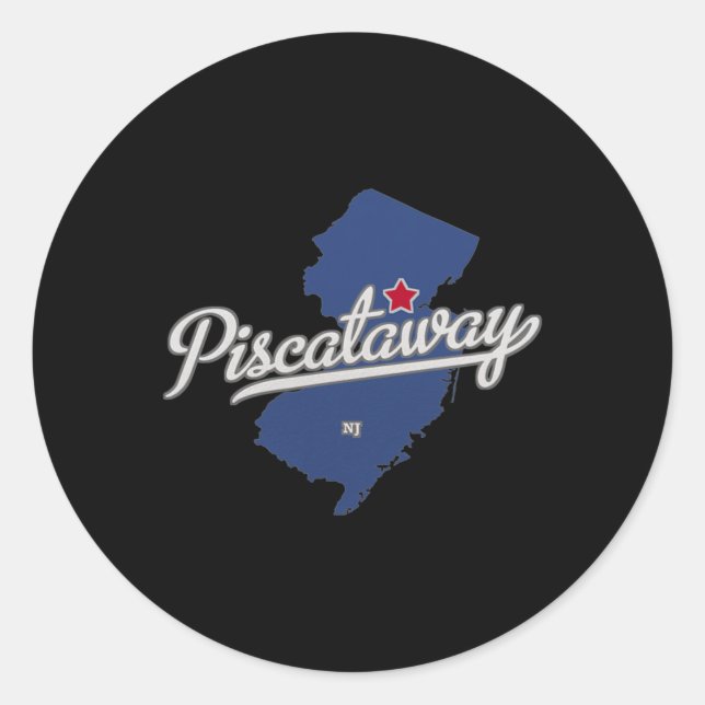 Scataway New Jersey Nj Map  Classic Round Sticker (Front)