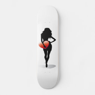 Scate board young woman with heart skateboard
