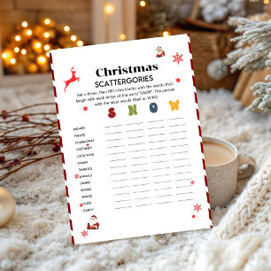 Scattegories Christmas Party game card