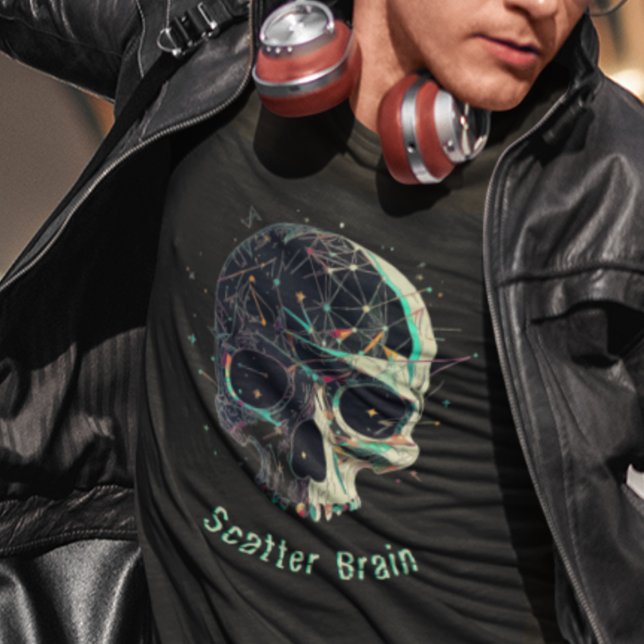 Scatter Brain Skull - Cool Deep Thinker Skull T-Shirt (Creator Uploaded)