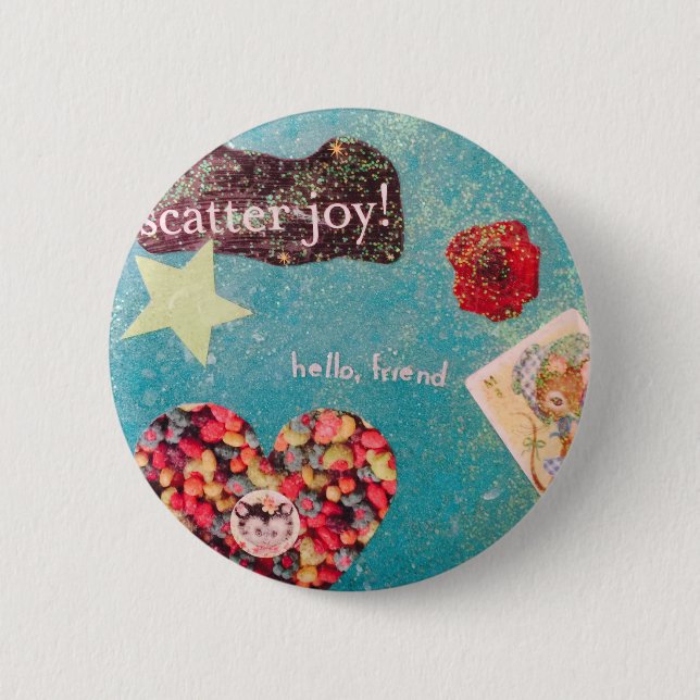 Scatter Joy! Collage Glitter Pin (Front)