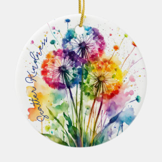 Scatter Kindness Rainbow Dandelion postive Ceramic Tree Decoration
