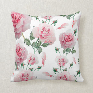 Scatter Pink Roses Pattern Cushion