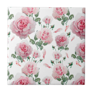 Scatter Pink Roses Pattern Tile