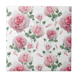 Scatter Pink Roses Pattern Tile