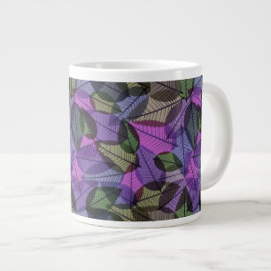 Scattered Autumn Leaves Purple Green & Pink Large Coffee Mug