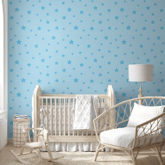 Scattered Baby Blue Stars on Light Blue Colour Wallpaper