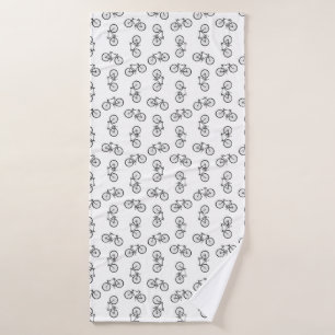 Scattered Bicycles Print Pattern CUSTOM BG COLOR Bath Towel