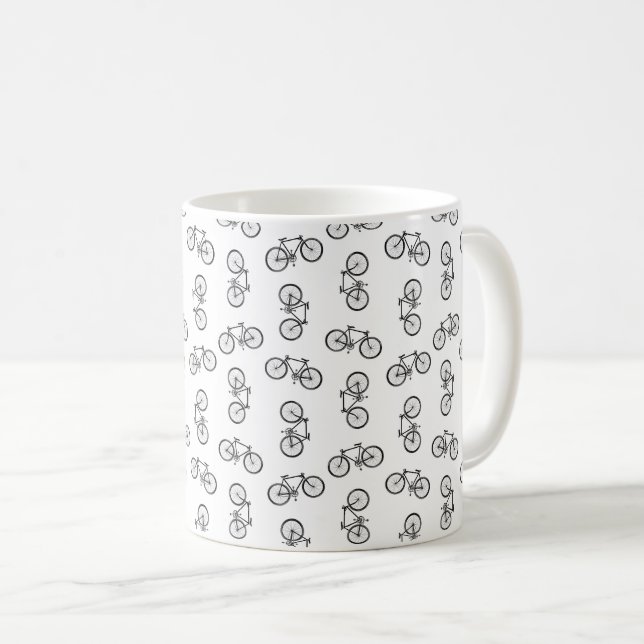 Scattered Bicycles Print Pattern CUSTOM BG COLOR Coffee Mug (Front Right)