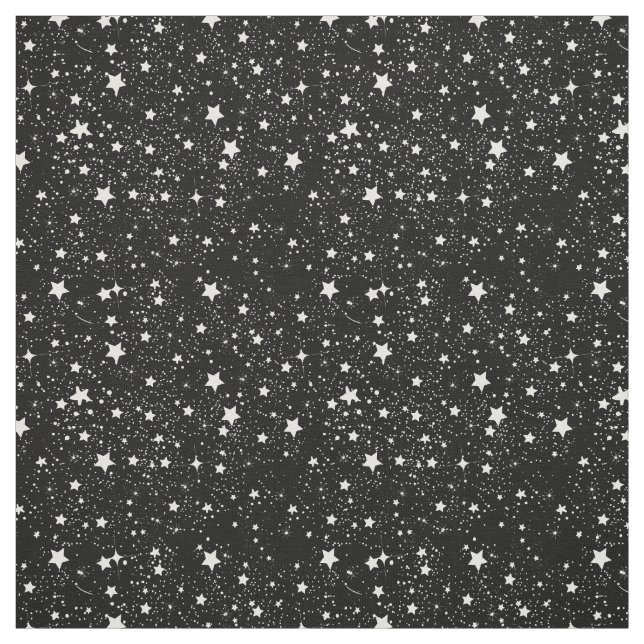 Scattered Black and White Stars Fabric (Swatch)