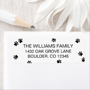 Scattered Black Paw Prints Return Address