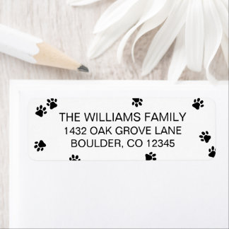 Scattered Black Paw Prints Return Address