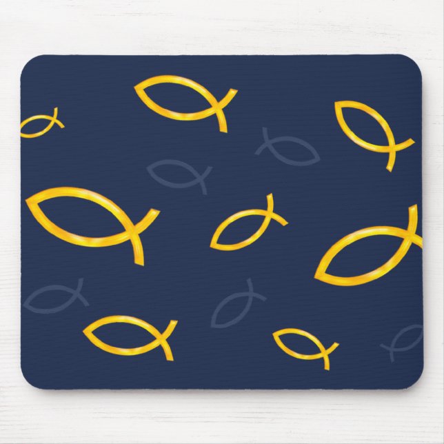 Scattered Christian Fishes Pattern Mouse Mat (Front)