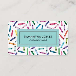Scattered Crayons Substitute Teacher Contact Info Business Card