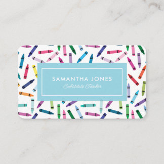 Scattered Crayons Substitute Teacher Contact Info Business Card