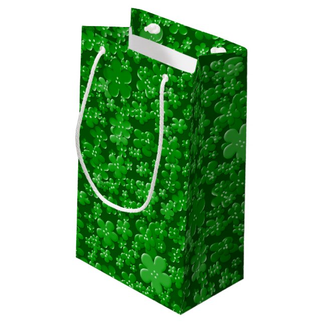 Scattered Flowers, Green-GIFT BAG S (Back Angled)
