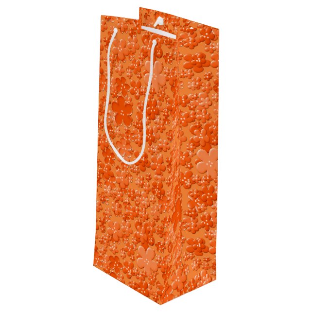 Scattered Flowers, Orange-WINE GIFT BAG (Back Angled)