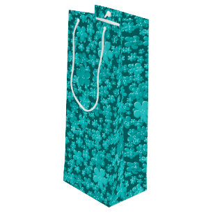 Scattered Flowers, Teal-WINE GIFT BAG