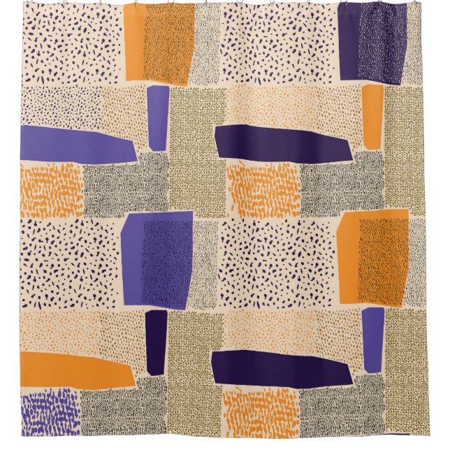 Scattered Geometric Lines: Abstract Art Shower Curtain (Front)