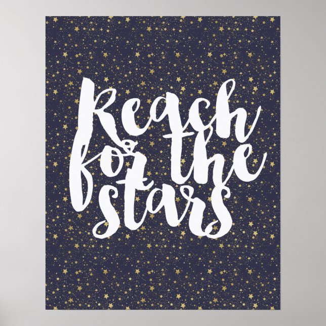 Scattered Gold Navy Blue Stars Poster (Front)