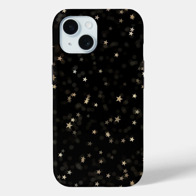 Scattered Gold Stars On Black Case-Mate iPhone Case (Back)