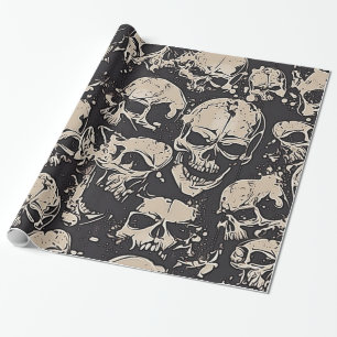 Scattered Grunge Skulls Wrapping Paper