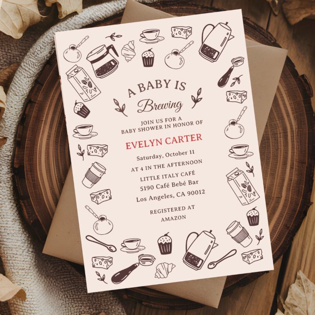 Scattered Hand-Drawn Café Baby Shower Invitation (Creator Uploaded)