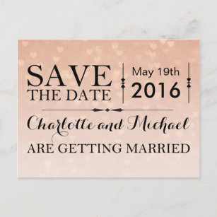 Scattered Hearts Dusty Rose Ombre Save the Date Announcement Postcard