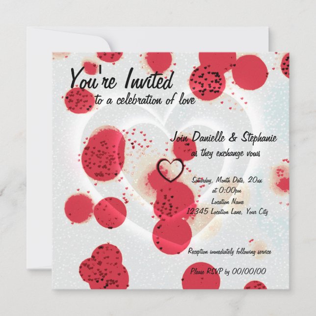 Scattered Hearts Invitation (Front)